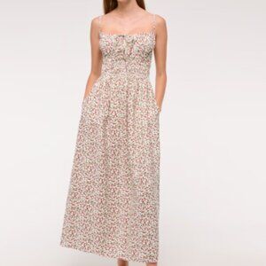 Abercrombie Smocked Tie-Front Maxi Dress, Floral, Size S